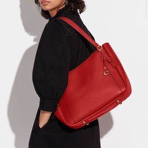 Coach Candy Apple Red Alana Leather Tote Bag